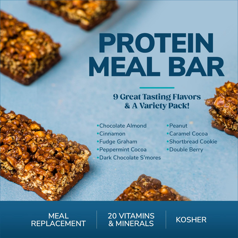 Wonderslim Meal Replacement Protein Bar, Dark Chocolate S'Mores, 15G Protein, 20 Vitamins & Minerals, Gluten Free (7Ct)