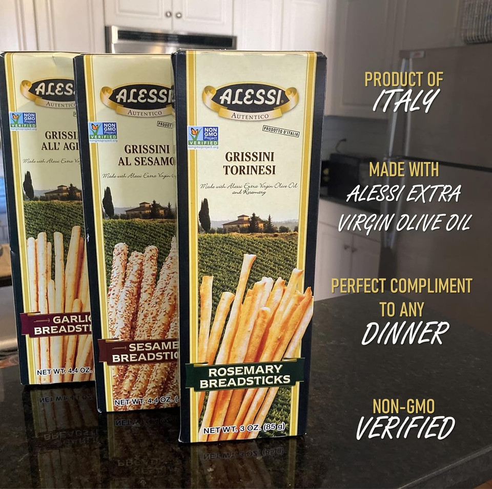 Vigo Alessi Rosemary Breadsticks Boxes - 3 Oz - 12 Pk