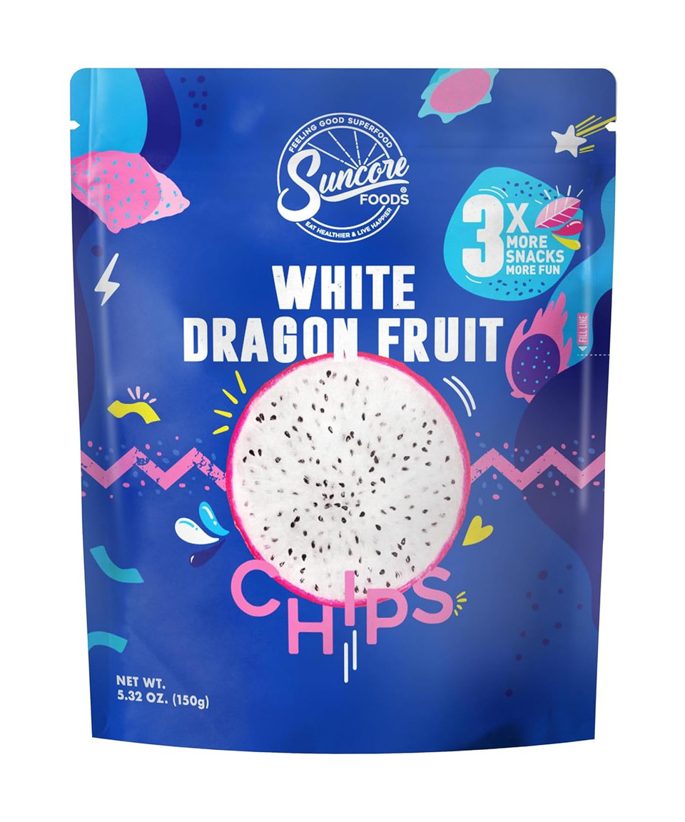 Suncore Foods White Dragon Fruit Chips & Snacks, Gluten-Free, Non-Gmo, 5.32Oz (1 Pack)