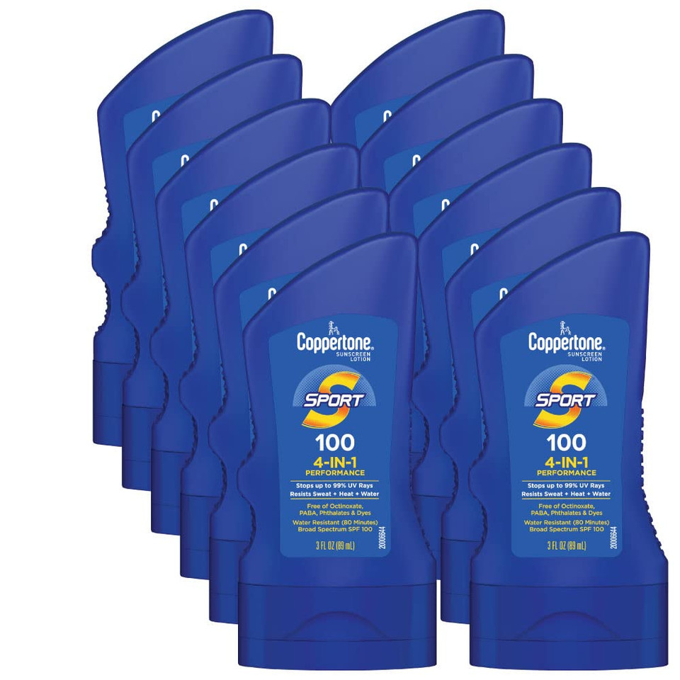 Coppertone Sport Sunscreen Spf 100 Lotion, Water Resistant Sunscreen, Body Travel Size 3 Fl Oz (Pack Of 12)3 Fl Oz (Pack Of 12)