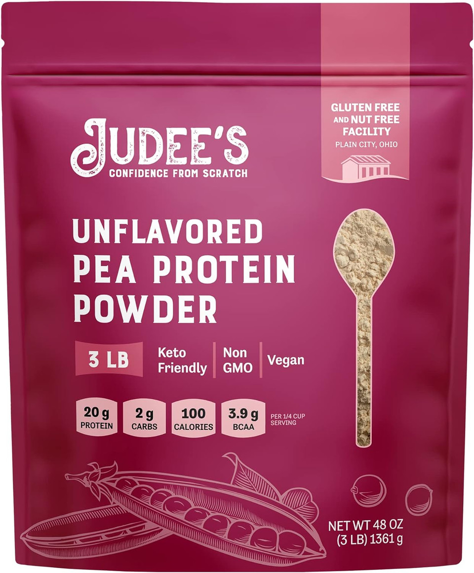 Judeeã¢ÂS Unflavored Pea Protein Powder (80% Protein) 3 Lb - 100% Non-Gmo, Keto-Friendly, Vegan - Dairy-Free, Soy-Free, Gluten-Free And Nut-Free - Easily Dissolve In Liquids