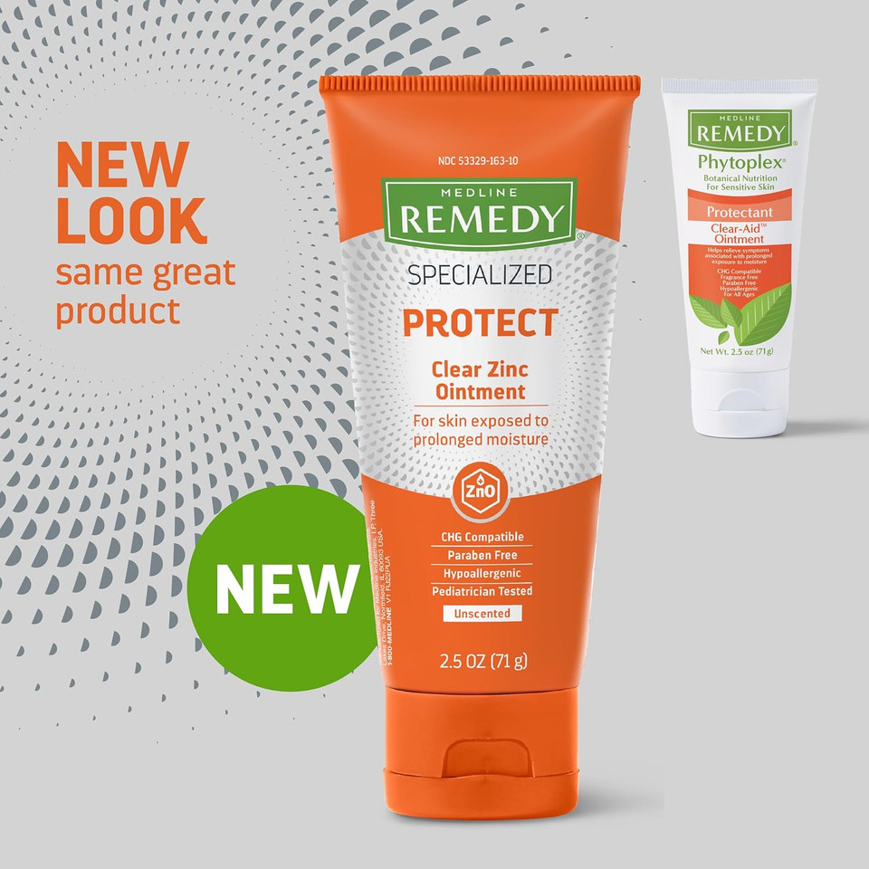 Medline Remedy Specialized Clear Zinc Oxide Ointment (2.5 Oz Tube), Unscented, Transparent Protectant, Incontinence Care, Diaper Rash, Wetness Protection, Soothing, Hypoallergenic, Adults, Children