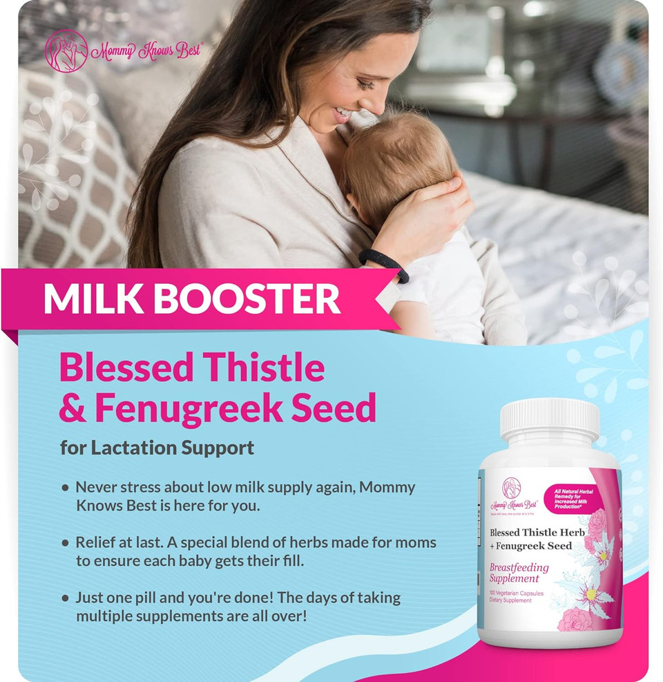 Fenugreek Free Lactation Supplement - Breastfeeding Supplements For Nursing Mothers Milk Supply Increase W/ Blessed Thistle, Milk Thistle, Goat'S Rue, Marshmallow Root, Shatavari Root - 30 Vege. Caps