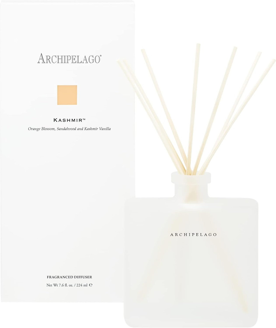 Archipelago Botanicals Kashmir Reed Diffuser. Includes Fragrance Oil, Frosted Glass Vessel And 10 Natural Diffuser Reeds. Perfect For Home, Office Or A Gift (7.85 Fl Oz)