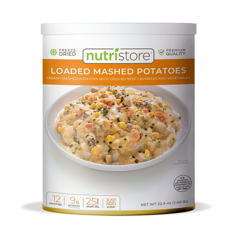 Nutristore Freeze-Dried Loaded Mashed Potatoes | Emergency Survival Bulk Food Storage Meal | Perfect For Everyday Quick Meals And Long-Term Storage | 25 Year Shelf Life | Usda Inspected (1-Pack)