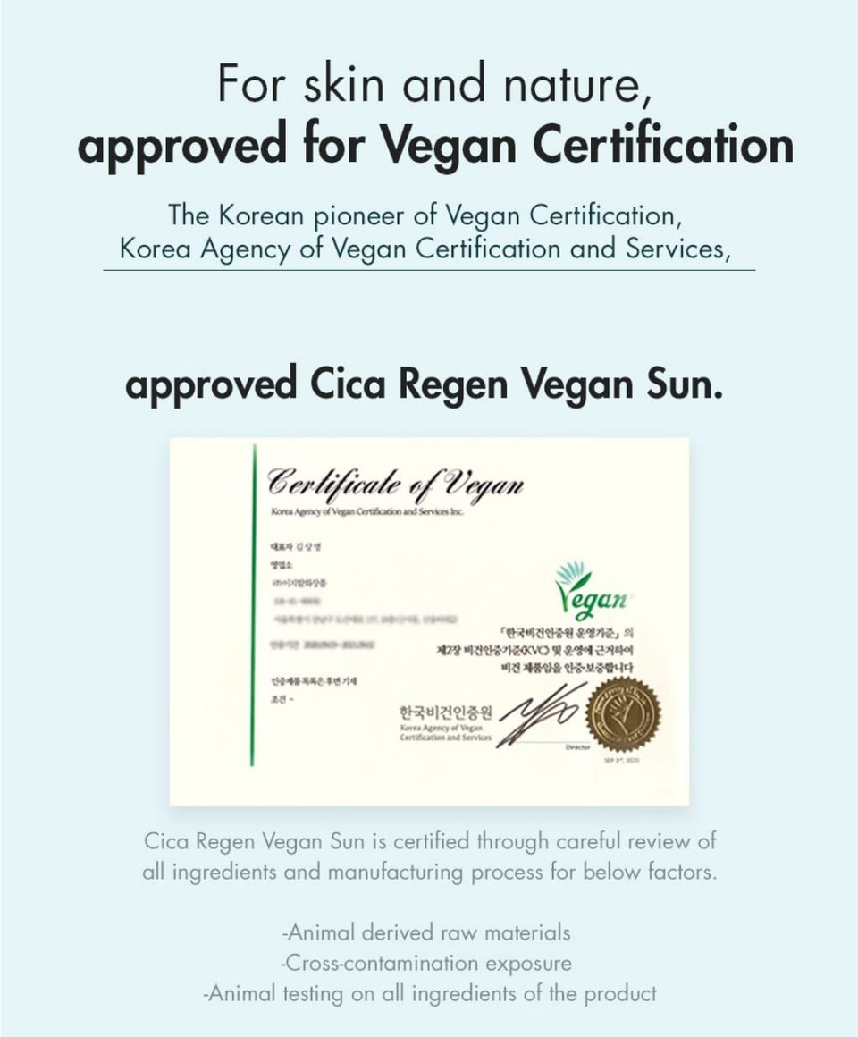 Dr.Ceuracle Cica Regen Vegan Sun 1.69Fl.Oz | Lightweight Texture Sunscreen, Cica Sunscreen, Vegan Sunscreen