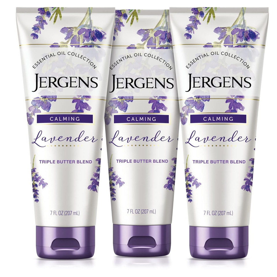 Jergens Lavender Body Butter Hand And Body Lotion, Moisturizer For Women, With Essential Oils For Indulgent Moisturization, 7 Ounce (Pack Of 3)