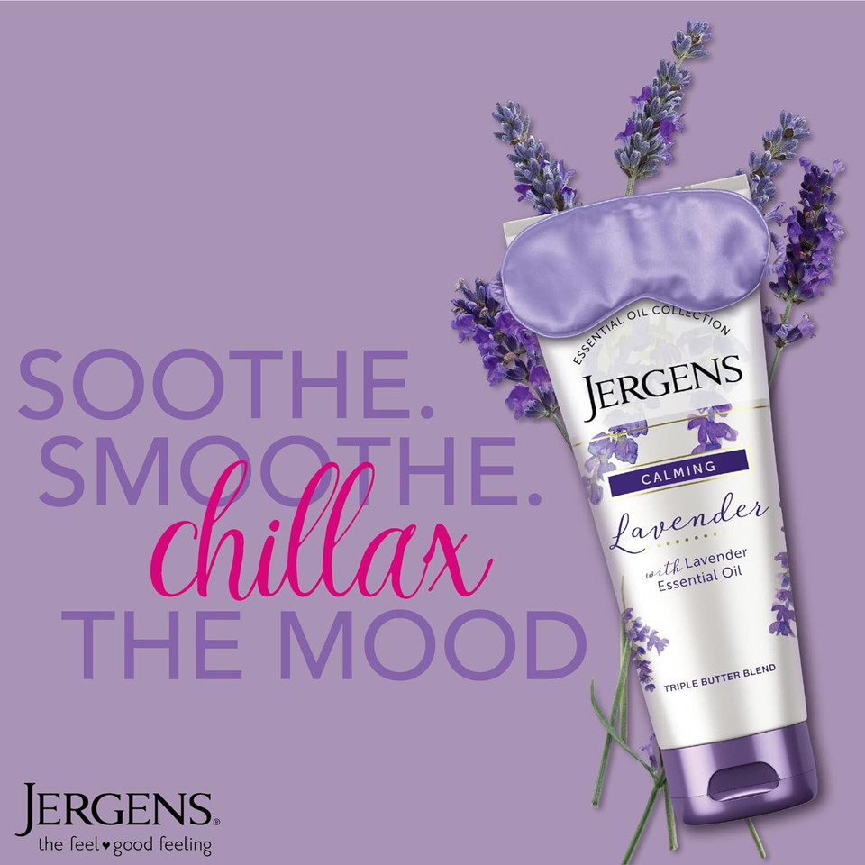 Jergens Lavender Body Butter Hand And Body Lotion, Moisturizer For Women, With Essential Oils For Indulgent Moisturization, 7 Ounce (Pack Of 3)