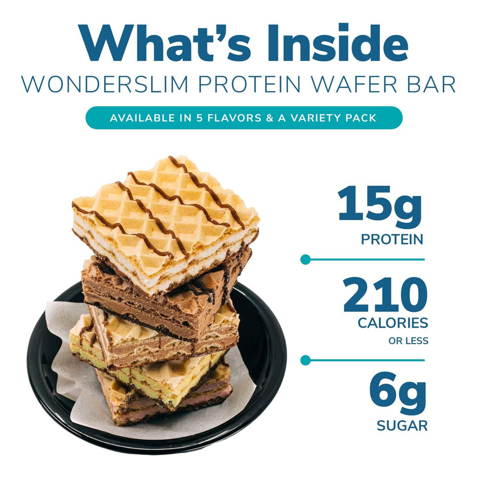 Wonderslim Protein Wafer Snack Bar, Lemon, 200 Calories, 15G Protein, 0Mg Cholesterol (5Ct)