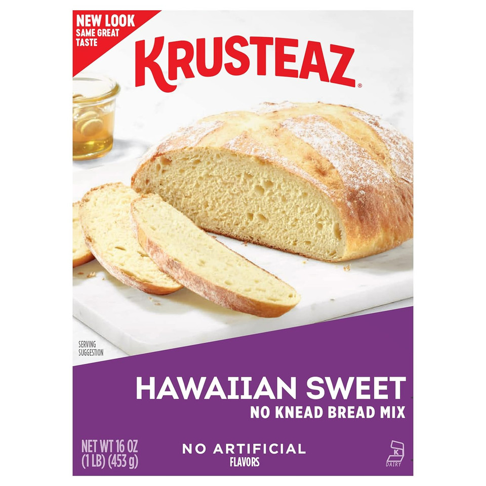 Krusteaz Hawaiian Sweet No Knead Bread Mix, Sweet Artisan Bread, Certified Kosher, 16-Ounce Boxes (Pack Of 12)