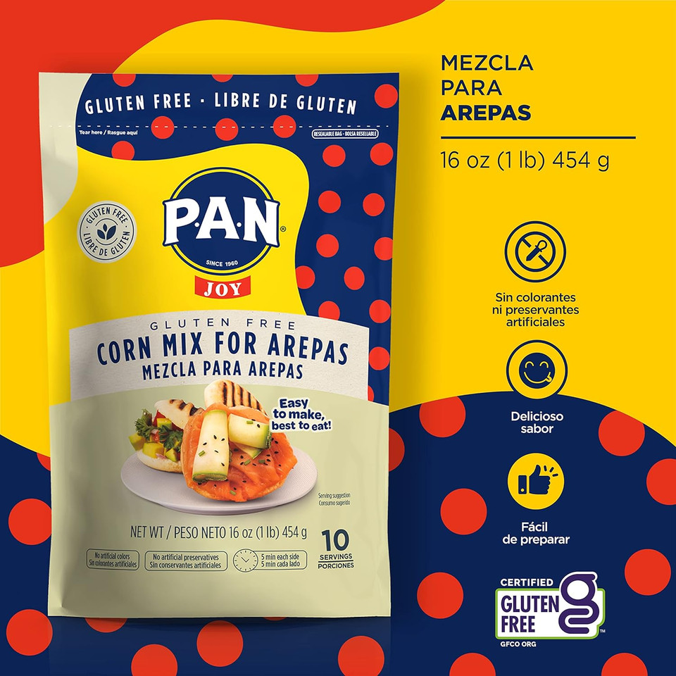 P.A.N Corn Mix For Arepas  Gluten Free Easy To Prepare Flour 1 Lb. (6 Pack)