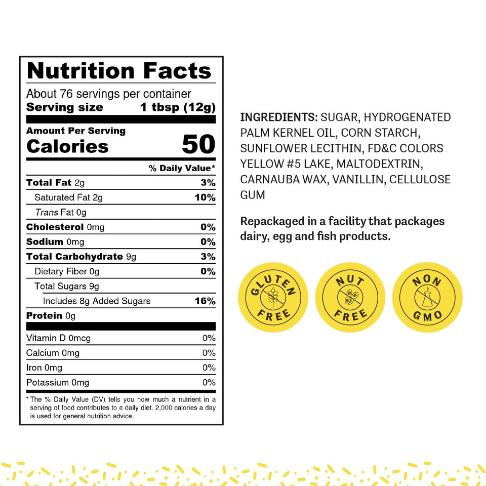 Judee'S Yellow Sprinkles 2 Lb - Gluten-Free And Nut-Free - Brighten Up Your Baked Goods - Great For Cookie And Cake Decoration - Use For Baking And As Dessert And Ice Cream Toppings