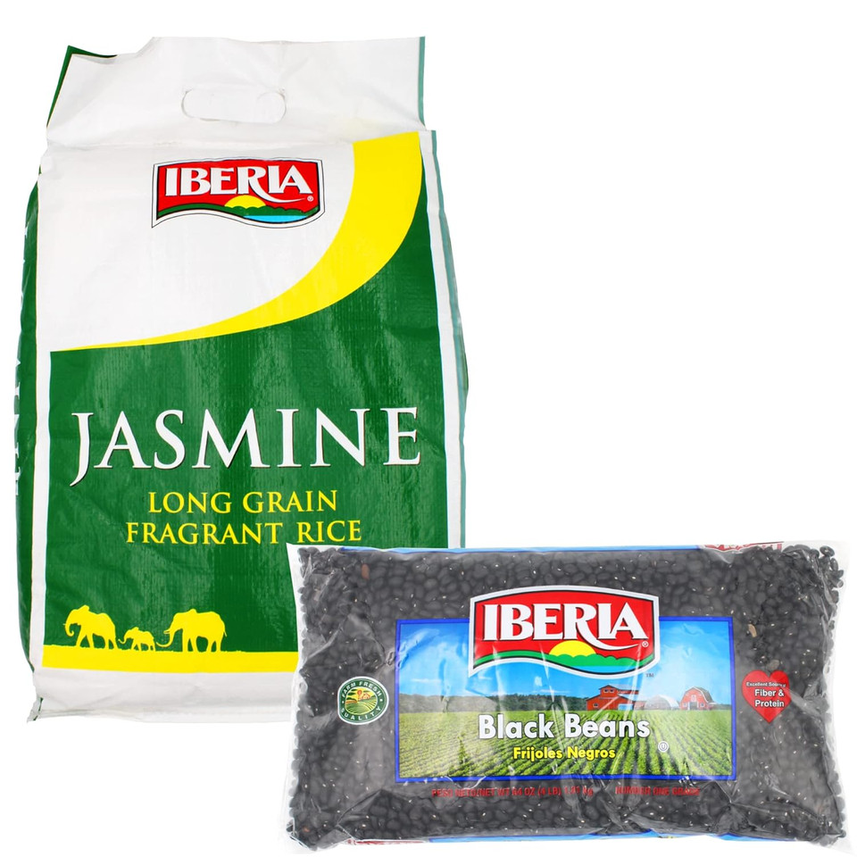 Iberia Jasmine Long Grain Fragrant Rice, 18 Lb. + Ibeia Dry Black Beans, 4 Lb