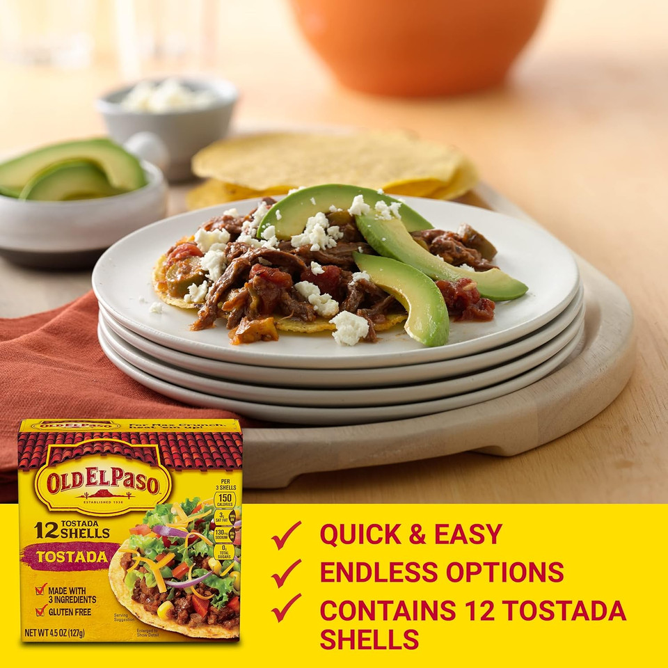 Old El Paso Tostada Shells, Gluten Free, 12-count, 4.5 oz. (Pack of 10)