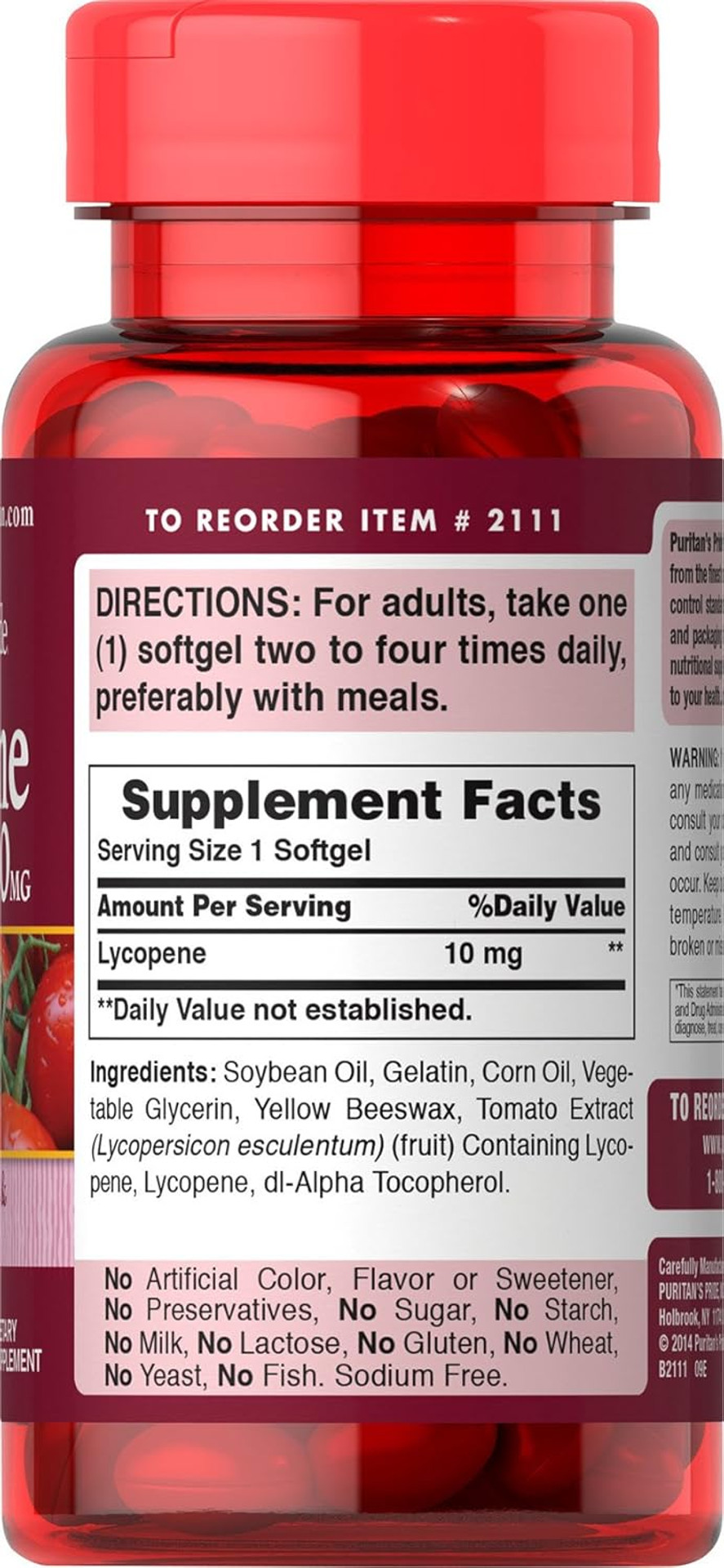 Puritan'S Pride Lycopene, Supplement For Prostate And Heart Health Support* 10 Mg Softgels, 100 Count