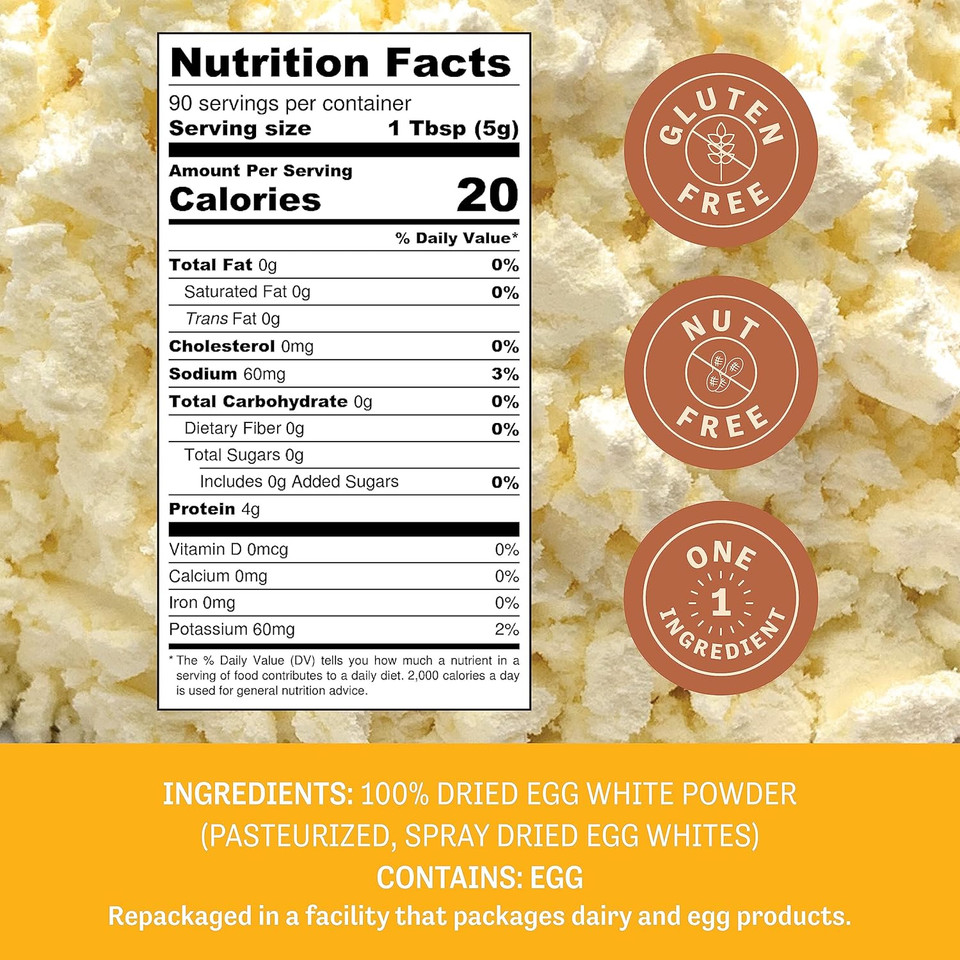 Judeeã¢ÂS Dried Egg White Powder 16 Oz - Pasteurized - Delicious And 100% Gluten-Free - Great For Breakfast And Camping Meals - Use To Make Meringue, Royal Icing, And Shakes