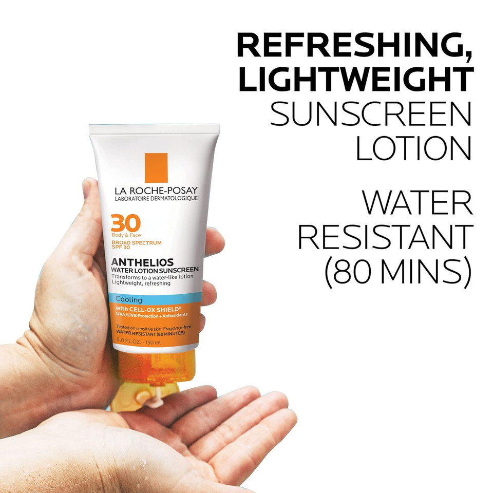 La Roche-Posay Anthelios Cooling Water Lotion Sunscreen For Body And Face, Broad Spectrum Sunscreen Spf, Absorbs Quickly, Water Resistant Every Day Sun Protection For Sensitive Skin