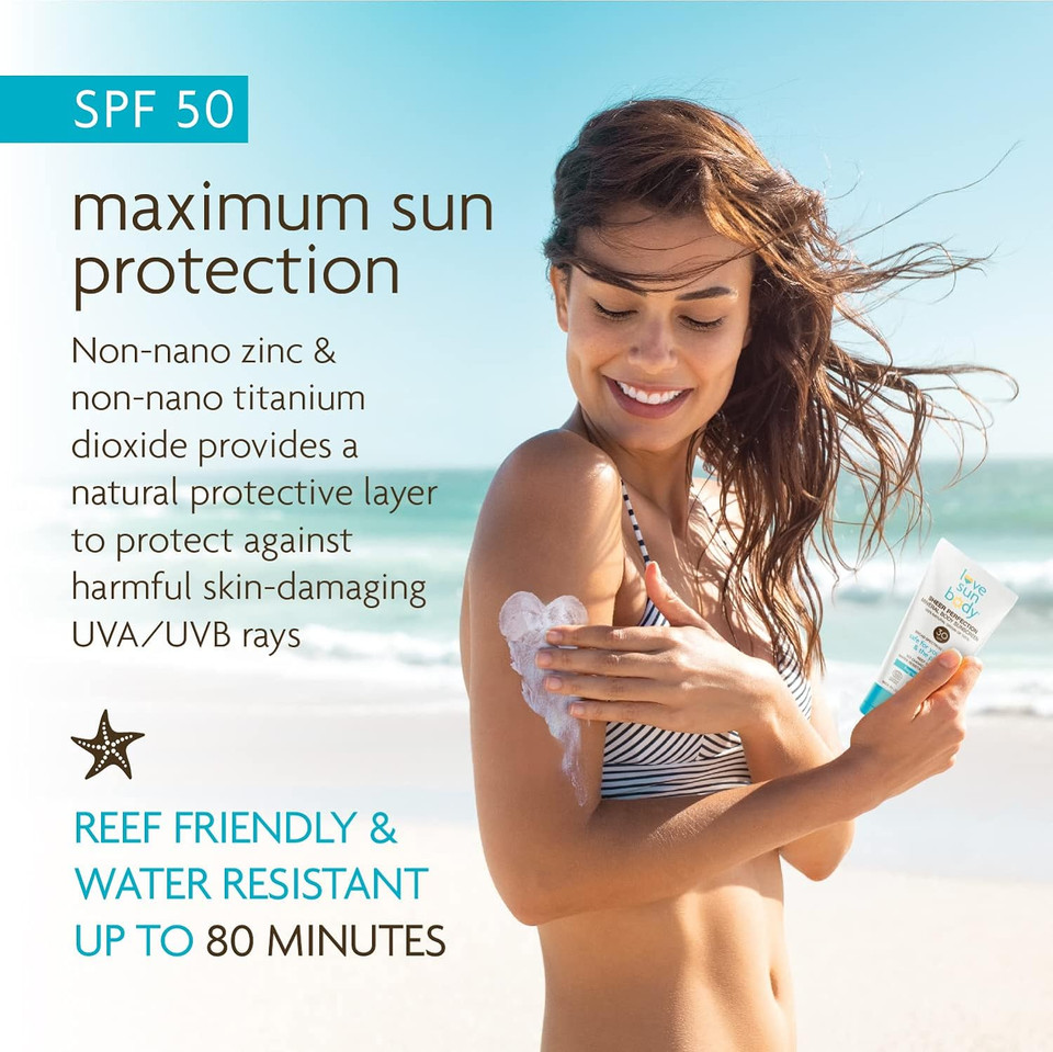 Love Sun Body Mineral Body Sunscreen Spf 50 (Fragrance Free) | 100% Natural Broad Spectrum Mineral Zinc Oxide | All-Day Protection | Baby & Child Safe | Reef Safe Skincare | 3 Fl Oz