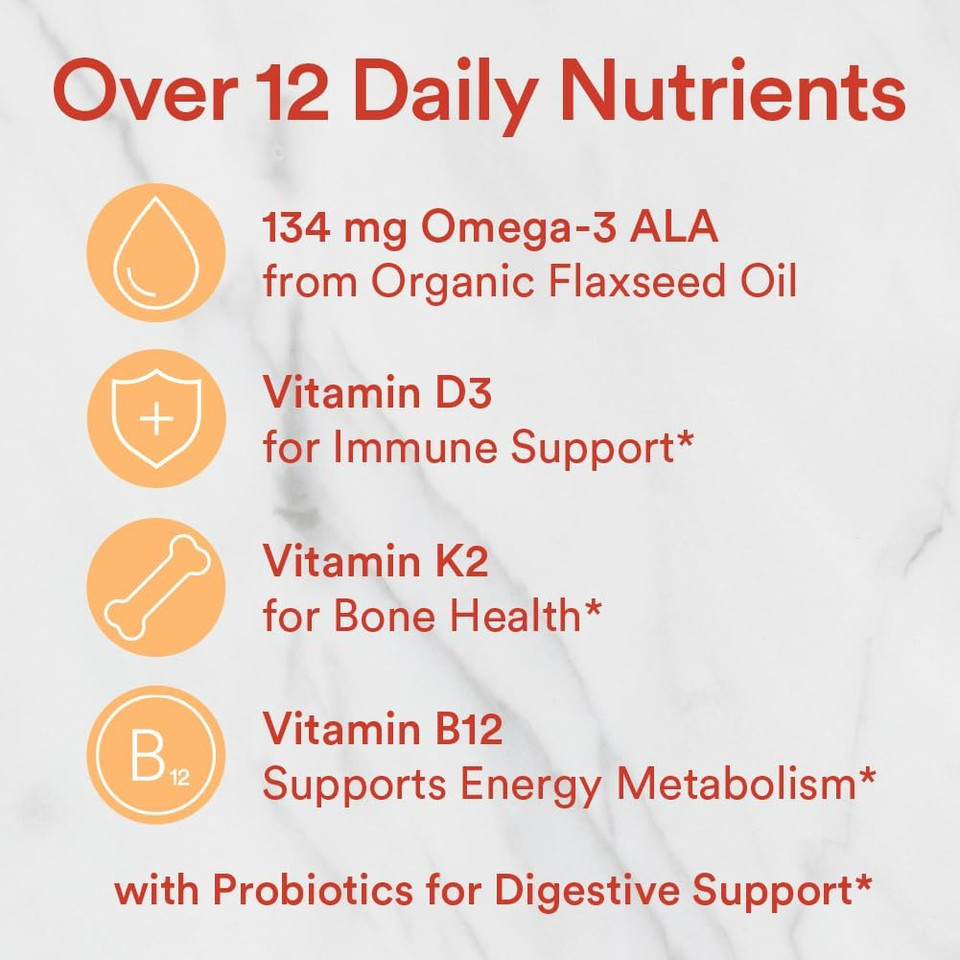 Smartypants Organic Kids Multivitamin Gummies: Probiotics, Omega 3 (Ala), Vitamin D3, C, Vitamin B12, B6, Vitamin A, K & Zinc For Immune Support, Three Fruit Flavors, 120 Count (30 Day Supply)