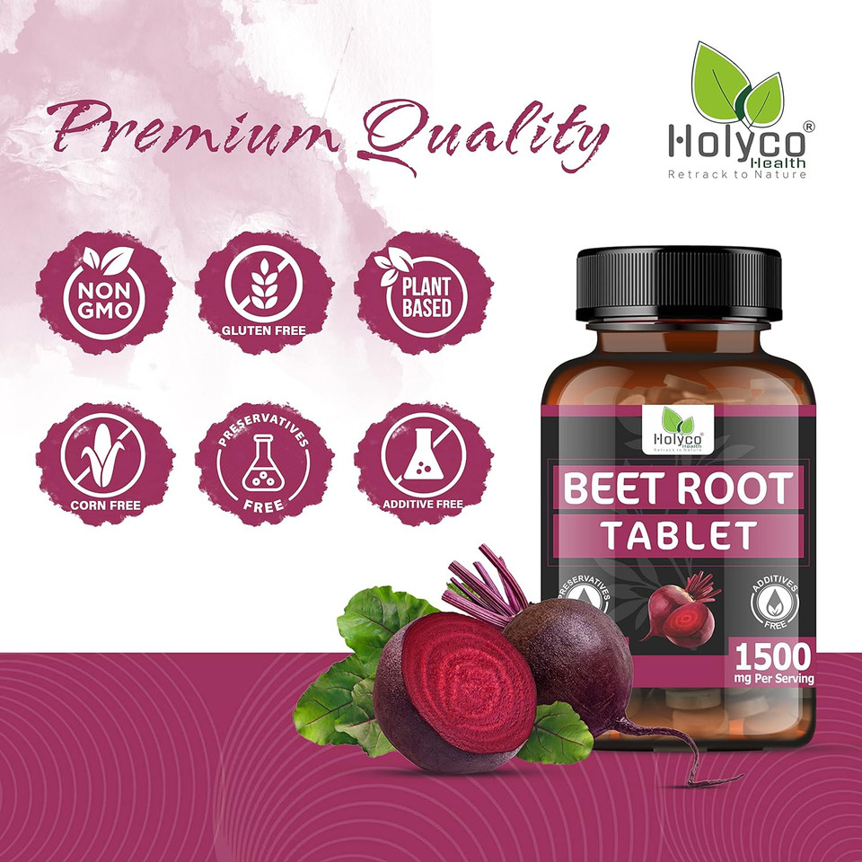 Holyco Health - Retrack To Nature Beet Root Tablet (180 Tablet) 1500Mg Per Serving With Potent Black Pepper I Natural Nitric Oxide For Athletic Performance