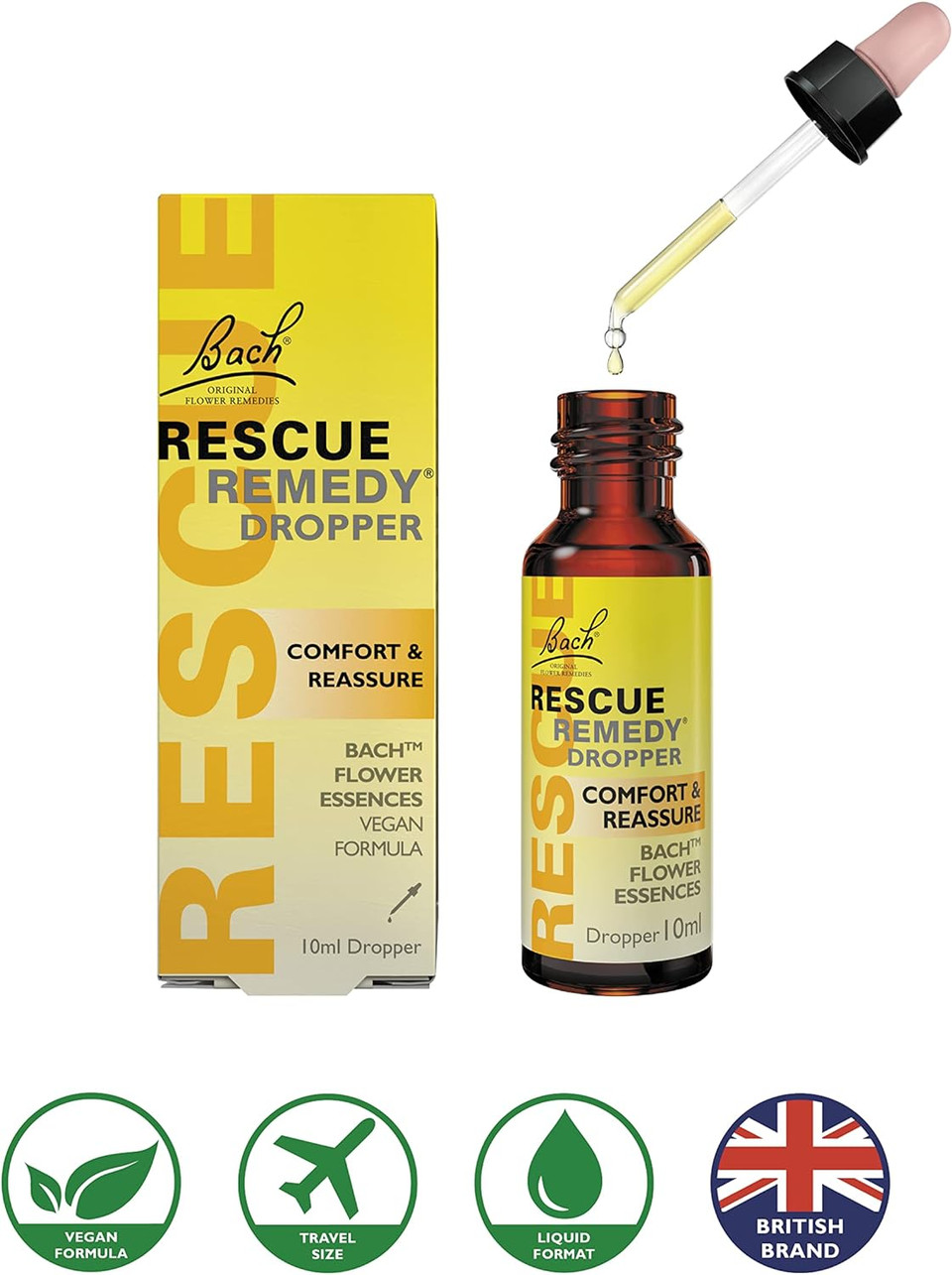Rescue Remedy Dropper, 10Ml - Natural Homeopathic Stress Relief