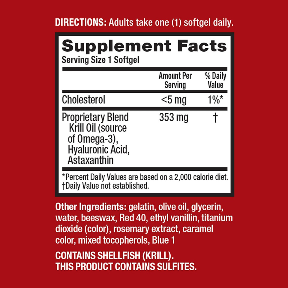 Megared Omega-3 Krill Oil And Joint Supplement Joint Care 60 Softgels - Epa/Dha Fatty Acids, Antioxidants, Hyaluronic Acid, No Fishy Burp Aftertaste As With Fish Oil