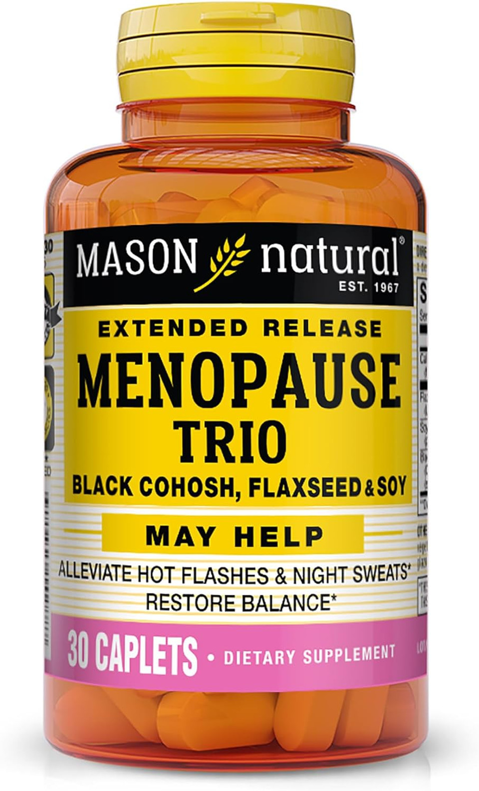 Mason Natural Menopause Trio: Black Cohosh, Flaxseed, & Soy (Extended Release) - May Alleviate Hot Flashes & Night Sweats*, Supports Healthy Hormone Balance*, 30 Caplets