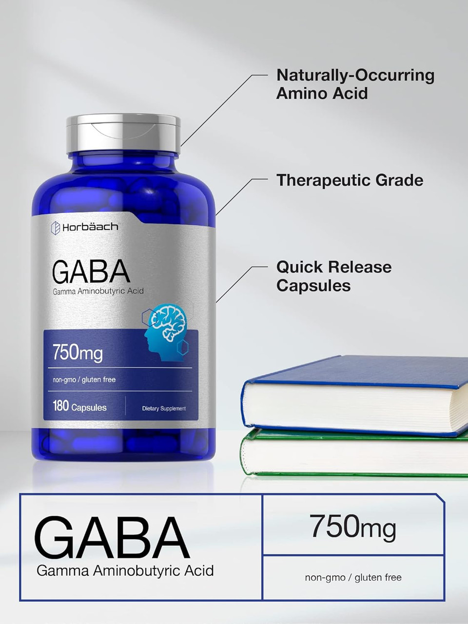 Horbã£Â¤Ach Gaba 750Mg | 180 Capsules | Gamma Aminobutyric Acid Supplement | Non-Gmo, Gluten Free Horbã£Â¤Ach Gaba 750Mg | 180 Capsules | Gamma Aminobutyric Acid Supplement | Non-Gmo, Gluten Free