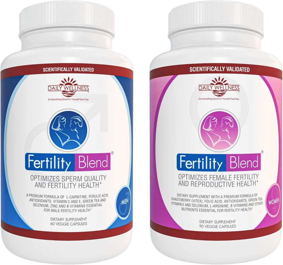 One Month Supply Each-Fertility Blend Supplement For Men (60 Tablets) And Fertility Blend Supplement For Women (90 Tablets).By The Daily Wellness Co