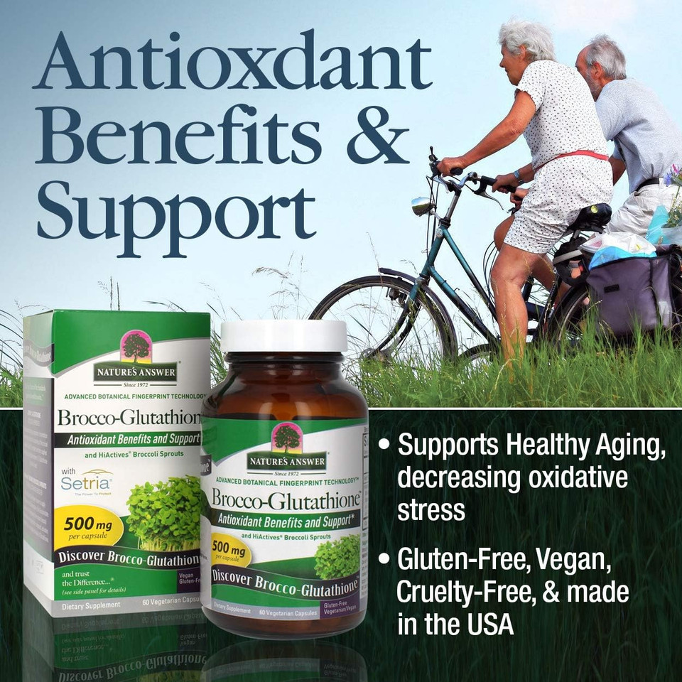 Nature'S Answer Brocco Glutathione, 60 Count Vegetarian Capsules - Made With Organic Broccoli Sprouts