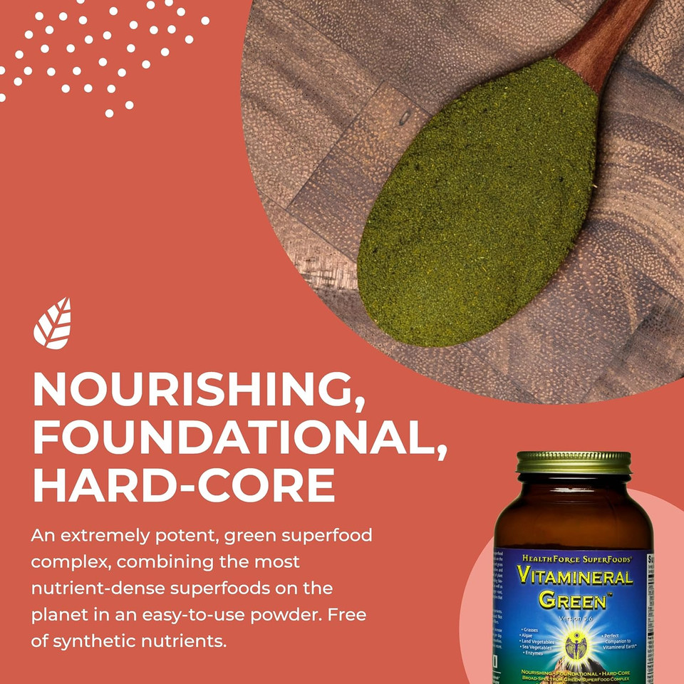 Healthforce Superfoods Vitamineral Green - Mineral Supplement For Immune & Thyroid Support - Green Powder Supplement With Ingredients From The Land - Gluten-Free & Vegan - 150 Grams