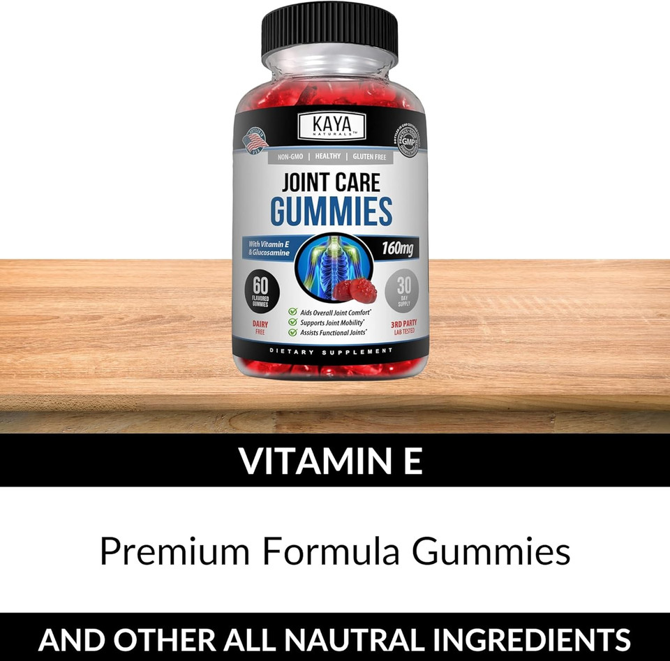 Kaya Naturals Joint Care Gummies For Back, Knees & Hands | Extra Strength Natural Joint & Flexibility Support - Glucosamine Gummies Best Immune Support For Women & Men - 60 Count