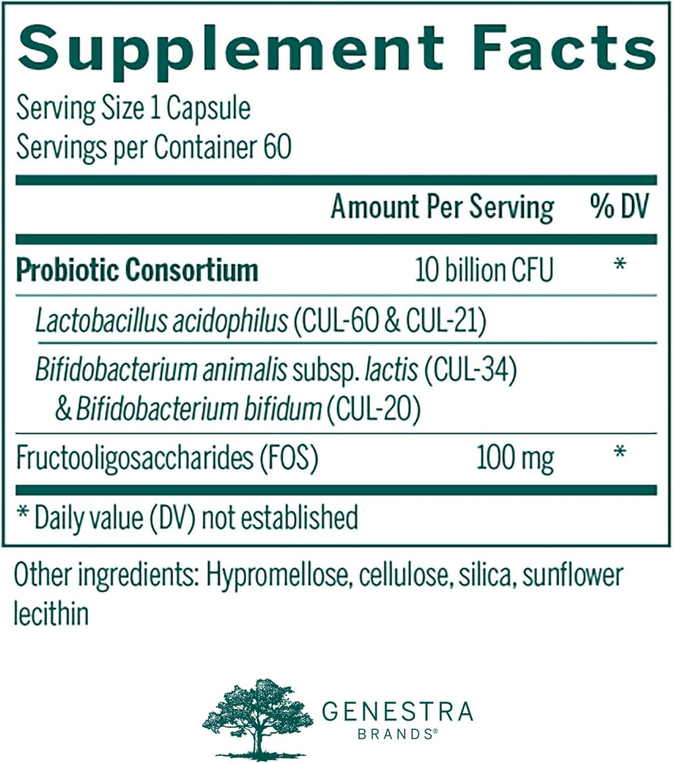 Genestra Brands - Hmf Forte Probiotic Supplement - Four Strains Of Probiotics To Promote Gi Health - 60 Capsules