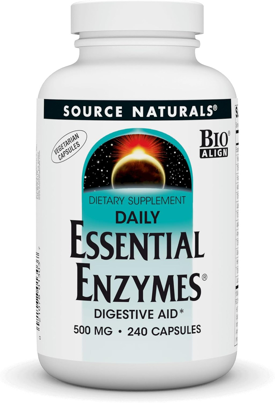 Source Naturals Essential Enzymes 500Mg Bio-Aligned Multiple Enzyme Supplement Herbal Defense For Digestion, Gas, Constipation & Bloating Relief - Supports Immune System* - 60 Vegetarian Capsules