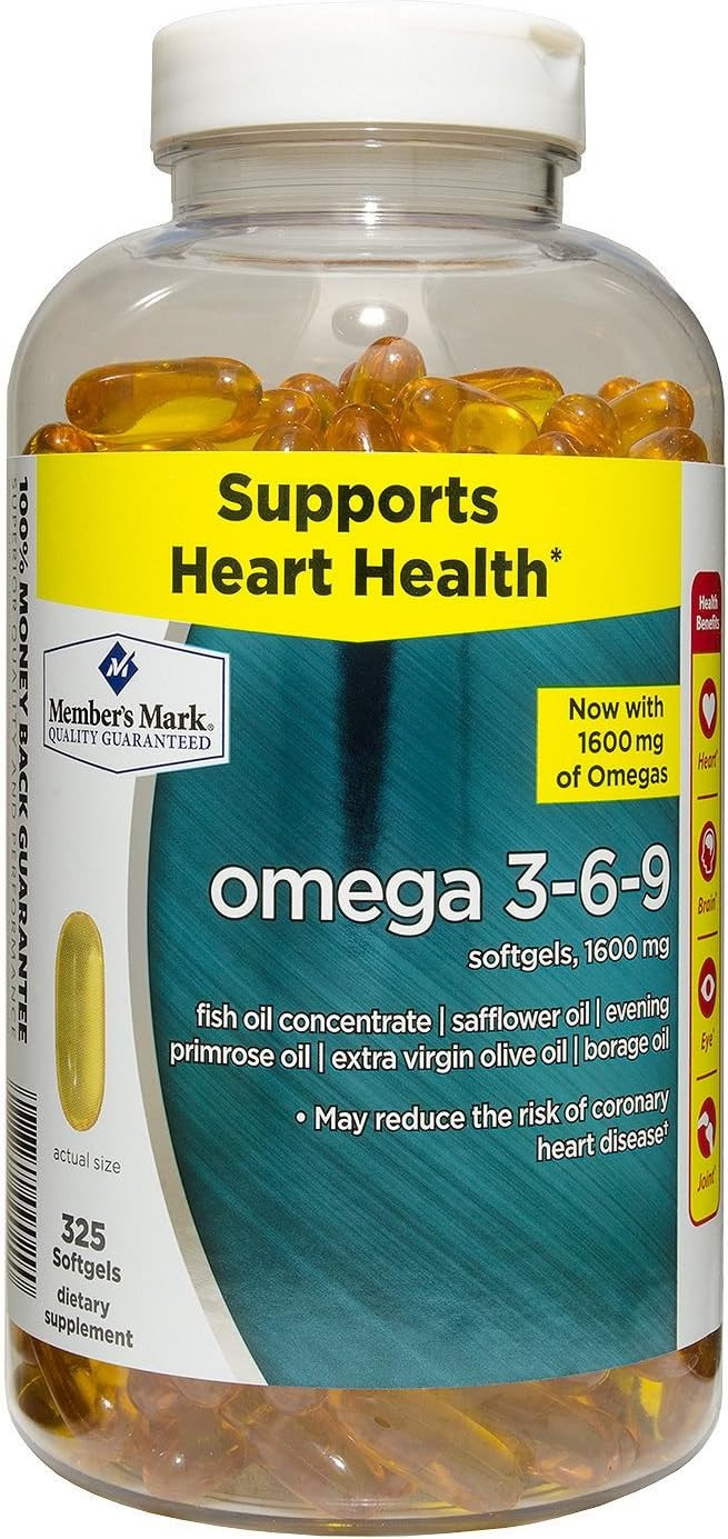 Member'S Mark Omega 3, 6, 9 Dietary Supplement 1600 Mg, Soft Gels, 325Count