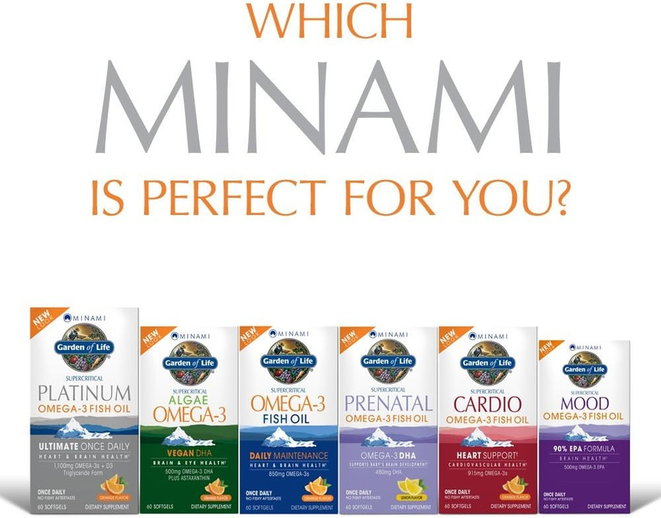 Garden Of Life Minami Supercritical Platinum Omega 3 Fish Oil Supplement - Orange, Ultimate Once Daily For Heart & Brain Health, 1100Mg Omega-3S, 1,000 Iu Vitamin D3, 60 Softgels Garden Of Life Minami Supercritical Platinum Omega 3 Fish Oil Supplement - Orange, Ultimate Once Daily For Heart & Brain Health, 1100Mg Omega-3S, 1,000 Iu Vitamin D3, 60 Softgels