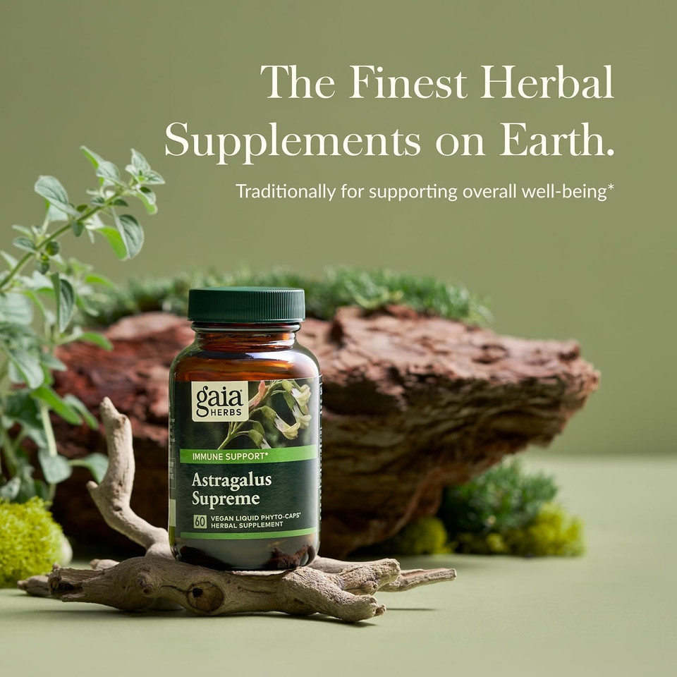 Gaia Herbs Astragalus Supreme - Immune And Antioxidant Support Herbal Supplement - With Astragalus Root, Schisandra Berry, And Ligustrum - 60 Vegan Liquid Phyto-Capsules (15-Day Supply)