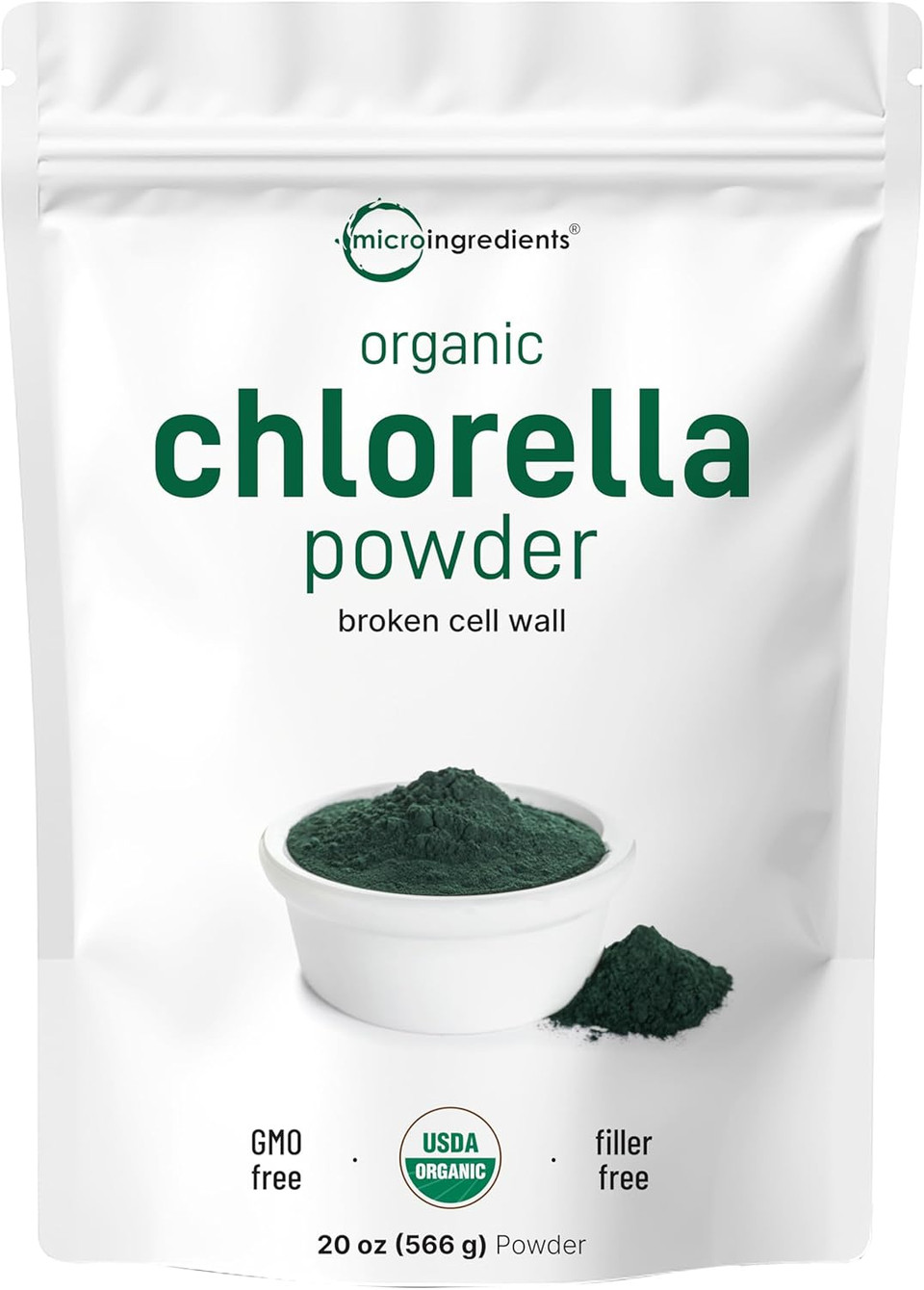 Micro Ingredients Organic Chlorella Powder, 20 Ounces | Broken Cell Wall For Complete Absorption | Raw Superfood Supplement, Rich In Protein & Vitamins | Non-Gmo, Vegan, Non-Irradiated