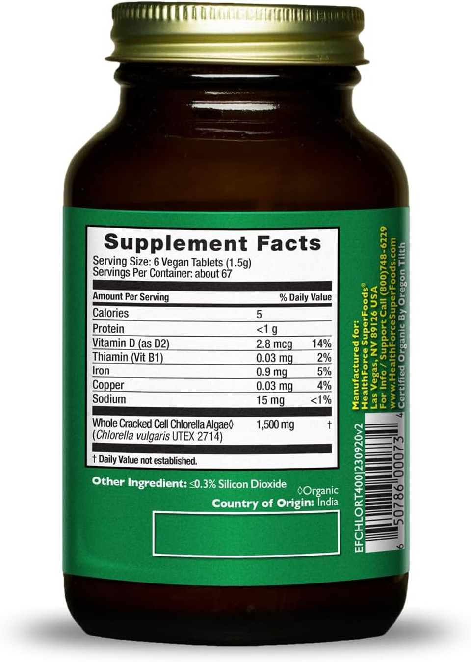 Healthforce Superfoods Chlorella Manna - Tablets - 400 Vegan Tablets
