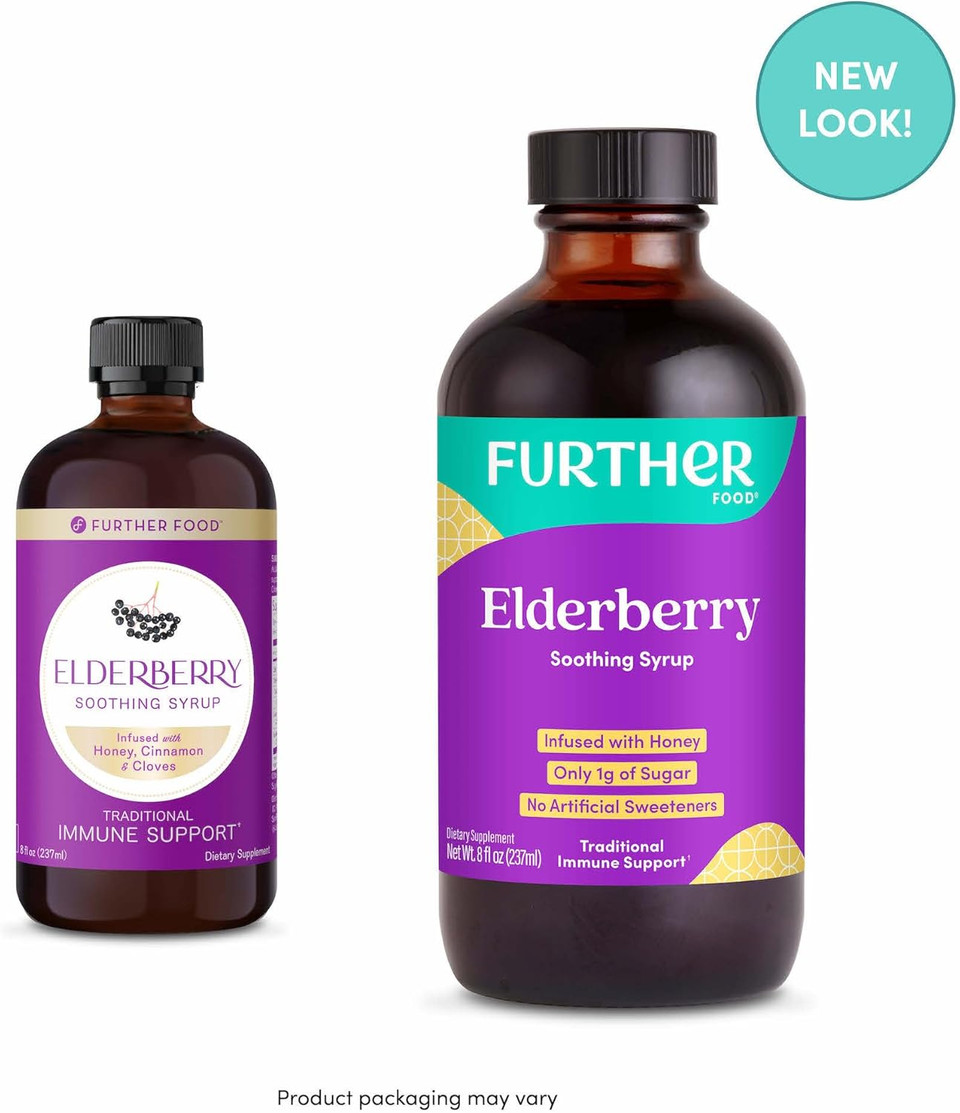 Further Food Elderberry Syrup For Immune Support, Sambucus Elderberry Supplement, Daily Herbal Immune System Support For Kids And Adults, Gluten Free (8 Fl Oz Of Elderberry Soothing Syrup)