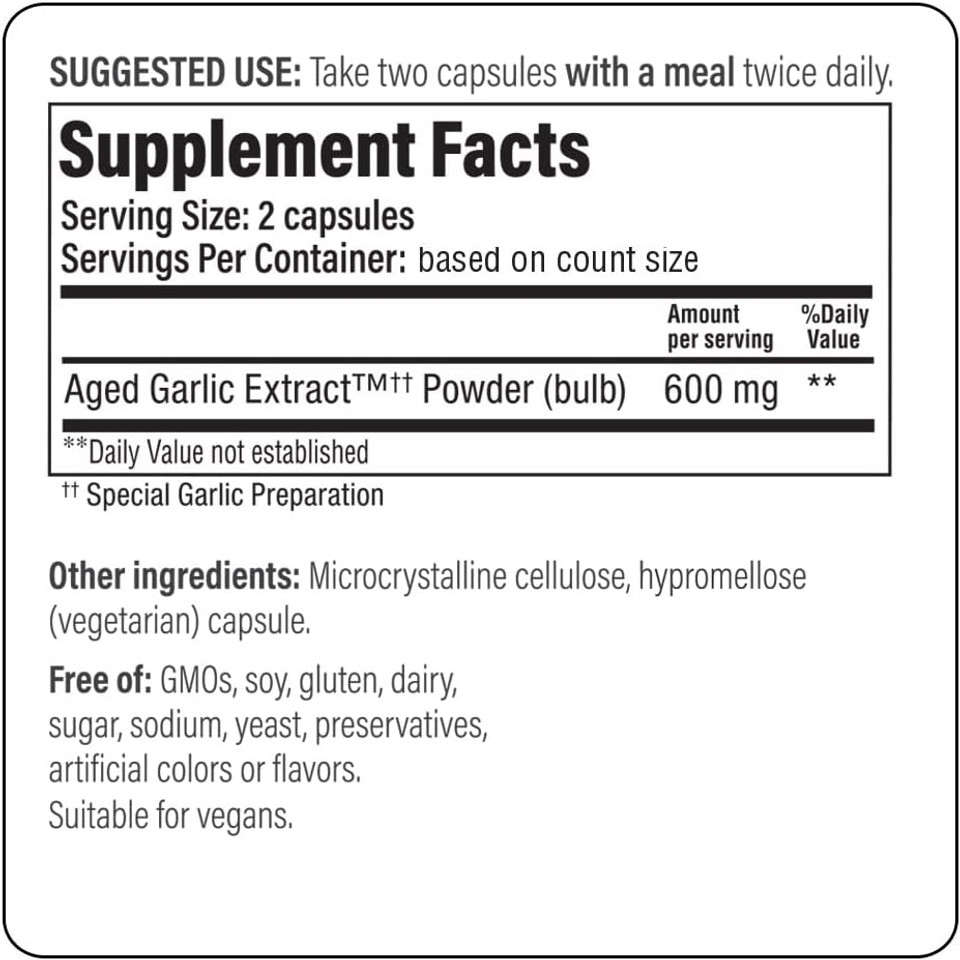 Kyolic Aged Garlic Extract Formula 300 Cardiovascular Health, Vegan, 360 Capsules