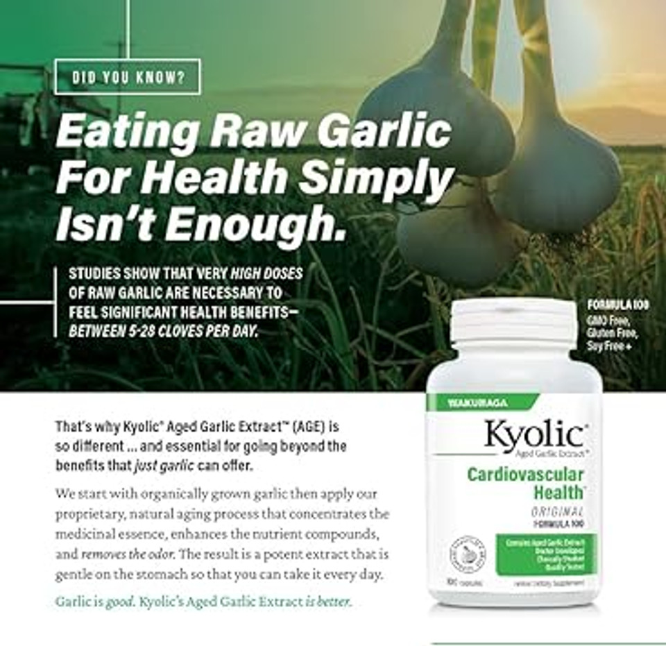 Kyolic Aged Garlic Extract Formula 300 Cardiovascular Health, Vegan, 360 Capsules