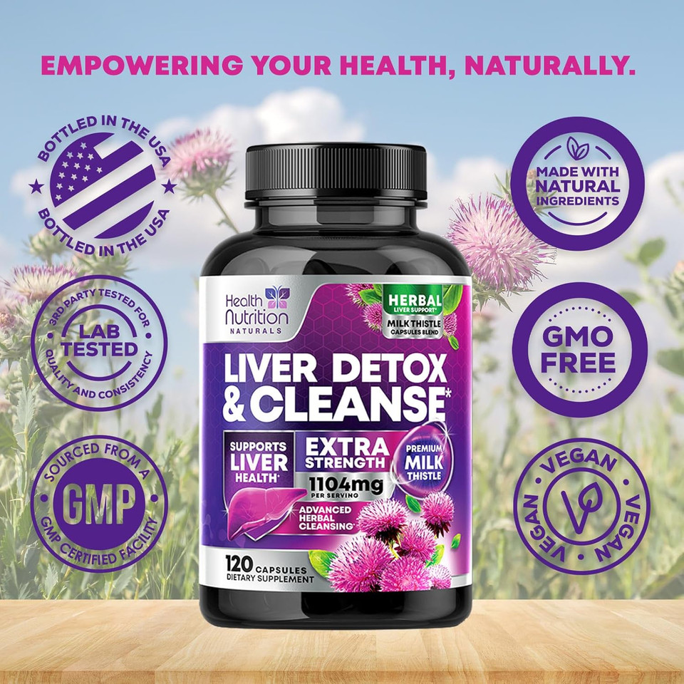 Gentle Liver Cleanse Detox & Repair Formula - Herbal Liver Support Supplement: Milk Thistle With Silymarin, Artichoke Extract, Dandelion, Beet, Chicory Root, & Turmeric For Liver Health - 180 Capsules
