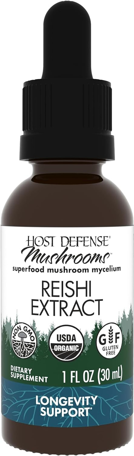 Host Defense Reishi Extract - Heart & Immune Health Support Supplement - Mushroom Supplement To Support Energy & Vitality - Reishi Supplement To Aid Overall Well-Being - 1 Fl Oz (30 Servings)