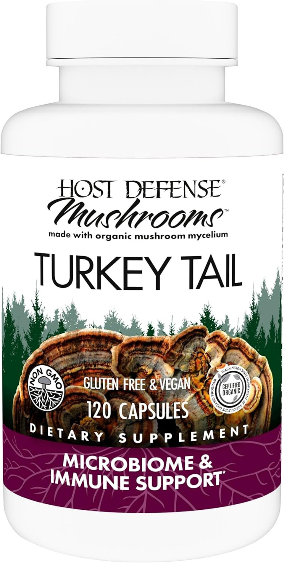 Host Defense Turkey Tail Capsules - Digestive Health & Immune Response Support Supplement - Mushroom Supplement For Gastrointestinal & Gut Microbiome Support - 120 Capsules (60 Servings)