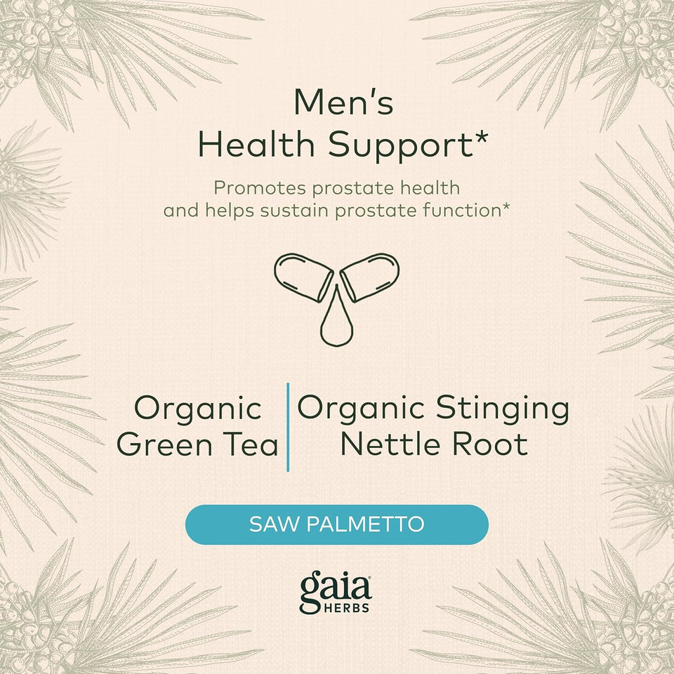 Gaia Herbs Prostate Health - Supports Prostate Health And Function For Men - With Saw Palmetto, Green Tea, Nettle Root, And White Sage - 120 Vegan Liquid Phyto-Capsules (40-Day Supply)