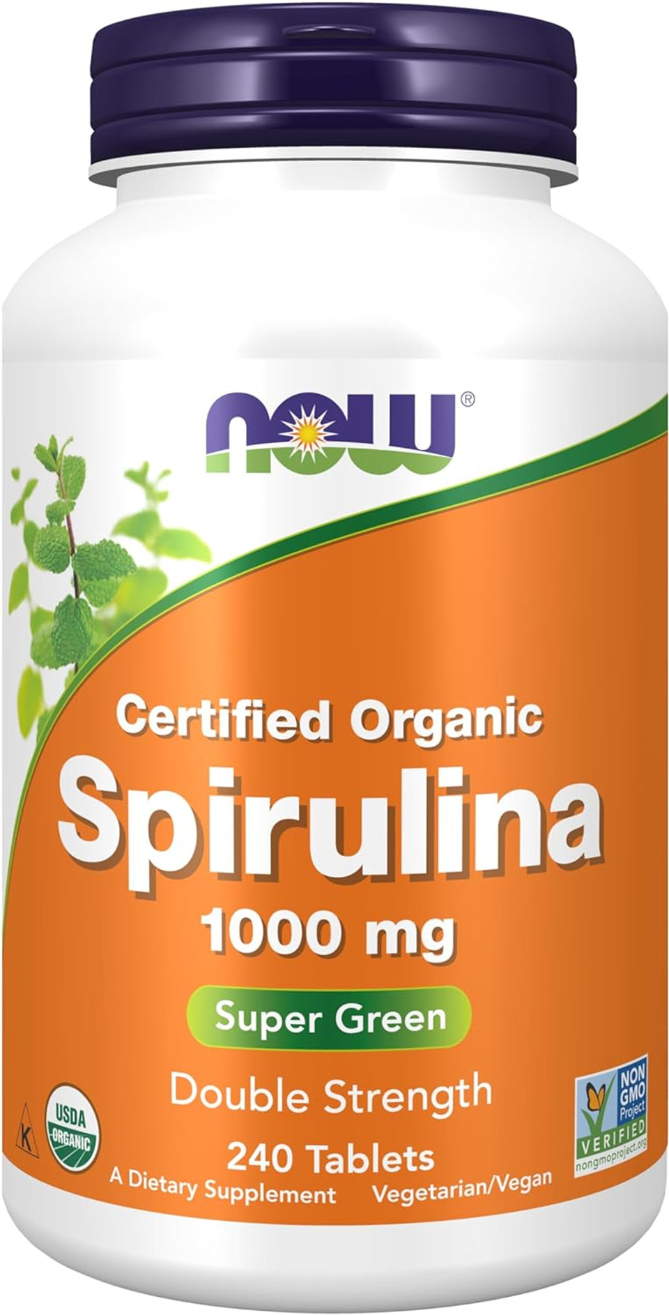 Now Spirulina Double Strength, 1000 Mg Organic - 240 Tablets