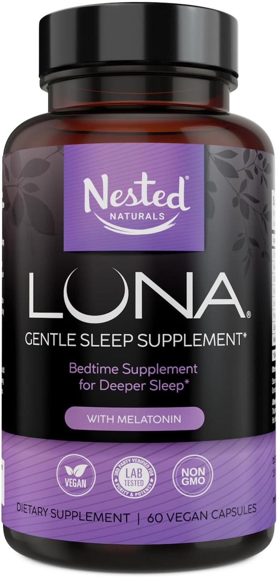 Luna Sleep Aid | Non-Habit Forming Natural Sleep Aid With Valerian Root, Melatonin, Chamomile, Lemon Balm, And More | Sleeping Pills For Adults With Naturally Sourced Ingredients - 60 Vegan Capsules