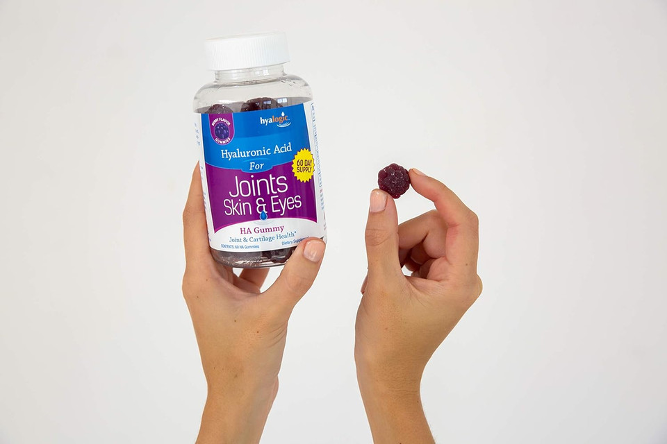 Hyalogic Chewy Ha Gummies Mixed Berry Flavor Hyaluronic Acid Gummies  Gluten-Free Gummy Vitamins For Adults - Ha Supplement For Joints, Skin & Eyes 60 Count (120 Mg)