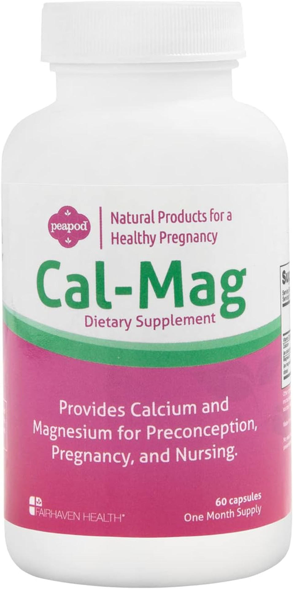 Fairhaven Health Peapod Cal-Mag | Pregnancy & Lactation Supplement | Contains Calcium, Magnesium, & Vitamin D3 For Pregnancy, Baby And Female Health | Gluten & Dairy Free | 1 Month Supply
